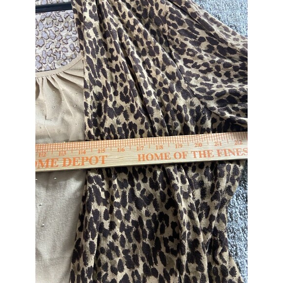 White Stag Top Womens 20 Tan Animal Print Leopard Mock 2 Pc Blouse Set Brown - Picture 4 of 9